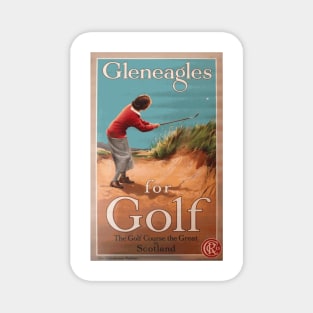 Vintage Travel Poster - Golf at Gleneagles, Scotland (Lady Golfer) Magnet