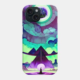 Lady Silhouette Abstract Geometric Cloudscape Phone Case