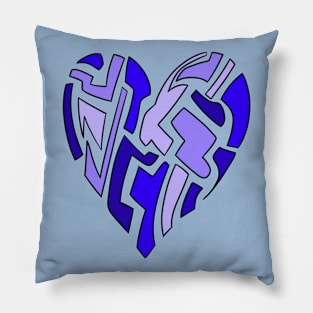 Blue fragmented Heart Pillow