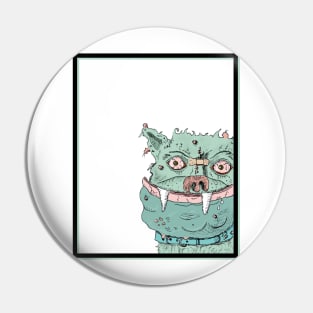 Green Monster Dog Pin