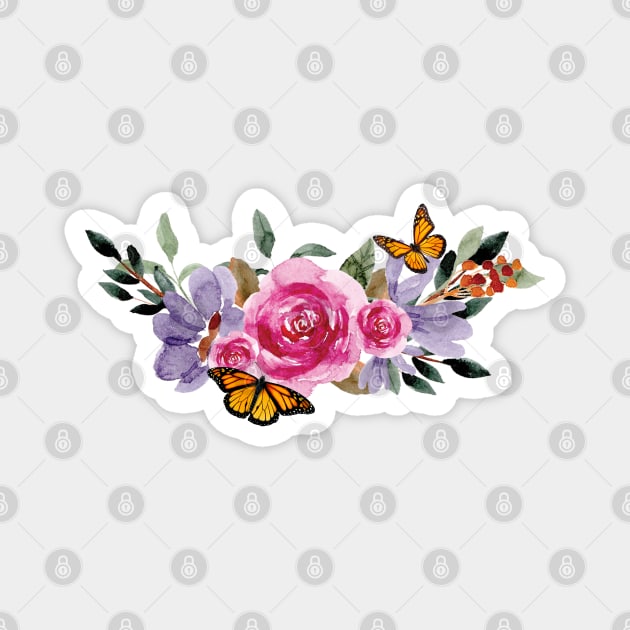 Monarch Butterflies Floral Bouquet Magnet by TLSDesigns