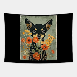 Chihuahua Flowers Photo Art Design For Dog Onwer Tapestry