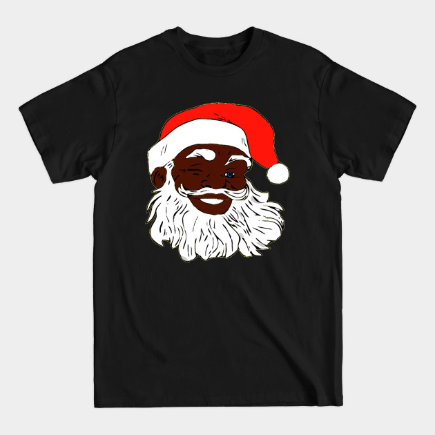 Winking Black Santa Claus African American Christmas - Black Santa - T-Shirt