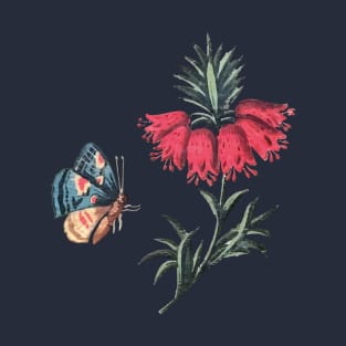 Butterfly and flowers - vintage T-Shirt