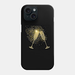 Happy New Year 2023, Gold Sparkles and Champagne Dreams Phone Case