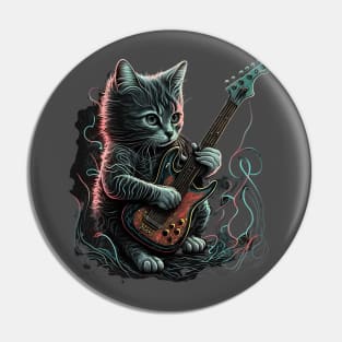 Cat playing guitar Pin