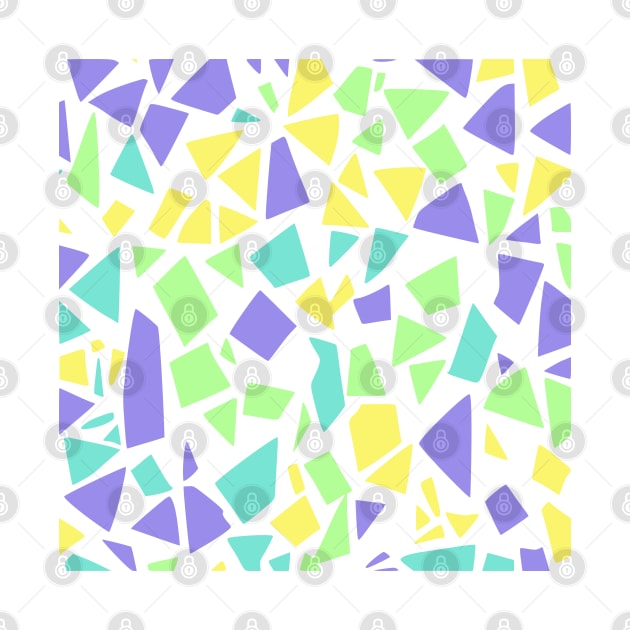 Triangular Shaped Yellow Green Purple Blue Geometric Abstract Art by Golptika Design