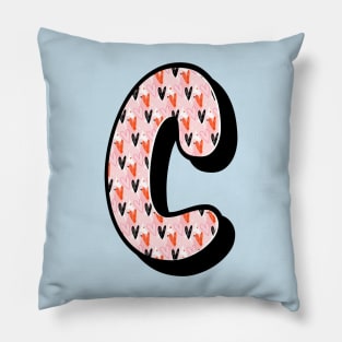 Love Pattern C Alphabet Text Pillow