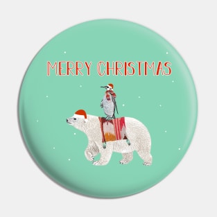 Polarbear Merry Christmas Pin