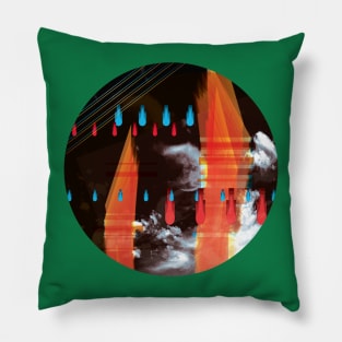 Doubt - Glitch Digital Abstract Art Flames and Clouds Pillow