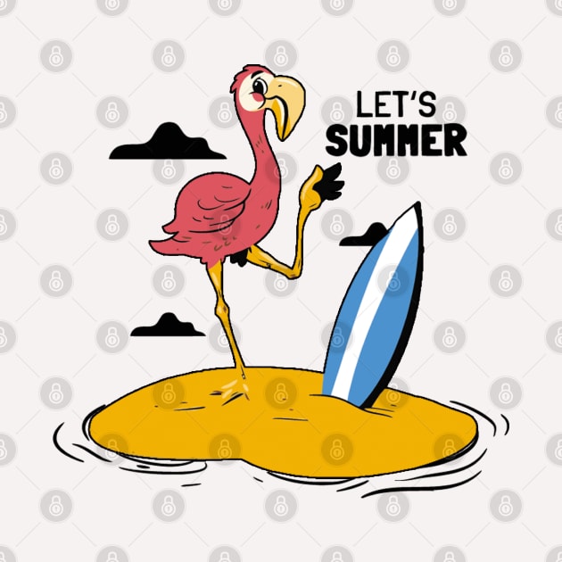 Let's Summer Flamingo On Island by thexsurgent