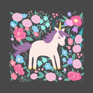 Unicorn Magic Flower Garden T-Shirt