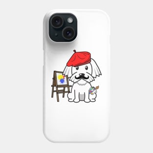 Cute white dog is painting Phone Case