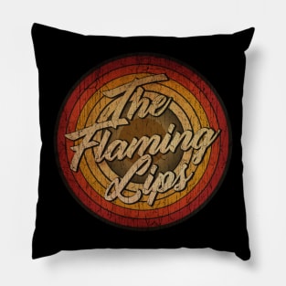 arjunthemaniac, circle retro faded The Flaming Lips Pillow