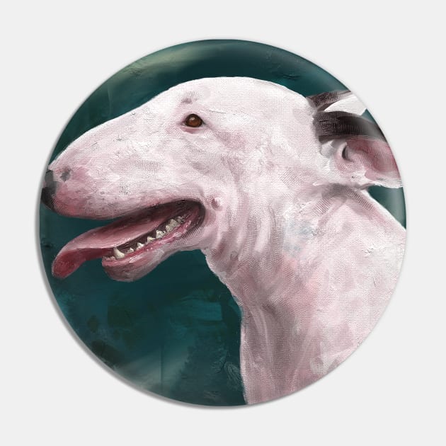 A Painting of a Bull Terrier with Its Tongue Out Pin by ibadishi