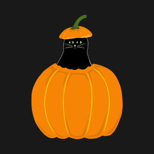 Black Cat In Halloween Pumpkin T-Shirt