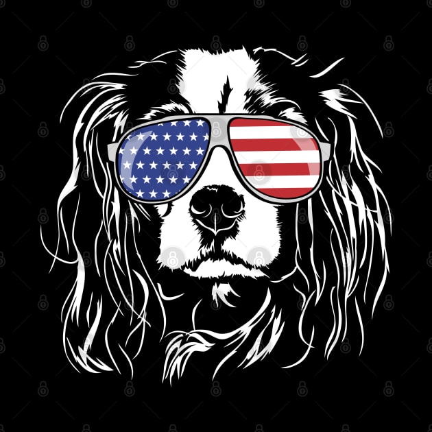 Proud Cavalier King Charles Spaniel American Flag sunglasses dog by wilsigns