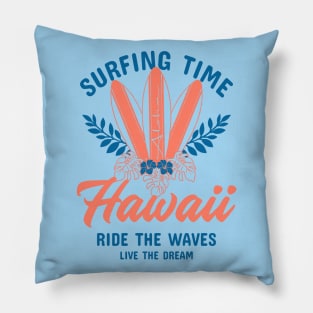 Hawaii summer surfing time Pillow