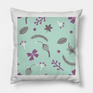 Folk Art Flowers Green Pillow