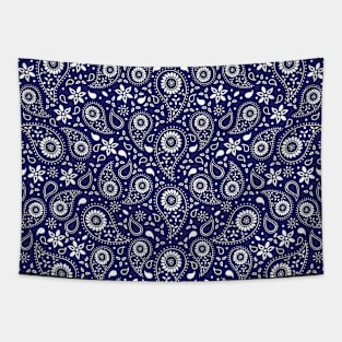 Beautiful Paisley Floral Pattern - Blue and White Tapestry