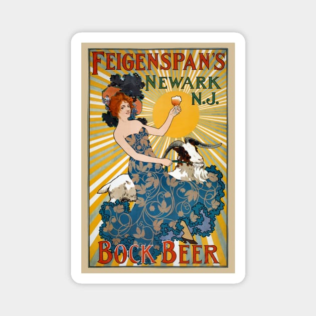 Feigenspan's Bock Beer Vintage Poster 1890s Magnet by vintagetreasure