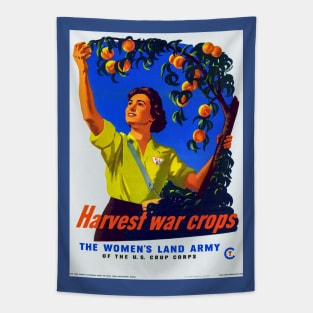 Restored Vintage Women's Land Army War Crops Print Tapestry
