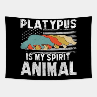 Platypus My Spririt Animal Vintage American Flag 4th July Tapestry