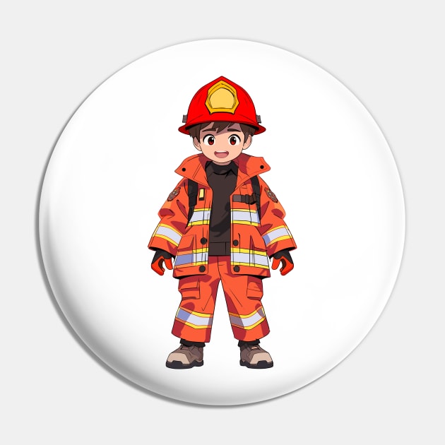 Happy Cartoon Firefighter Fire Man Pin by designs4days