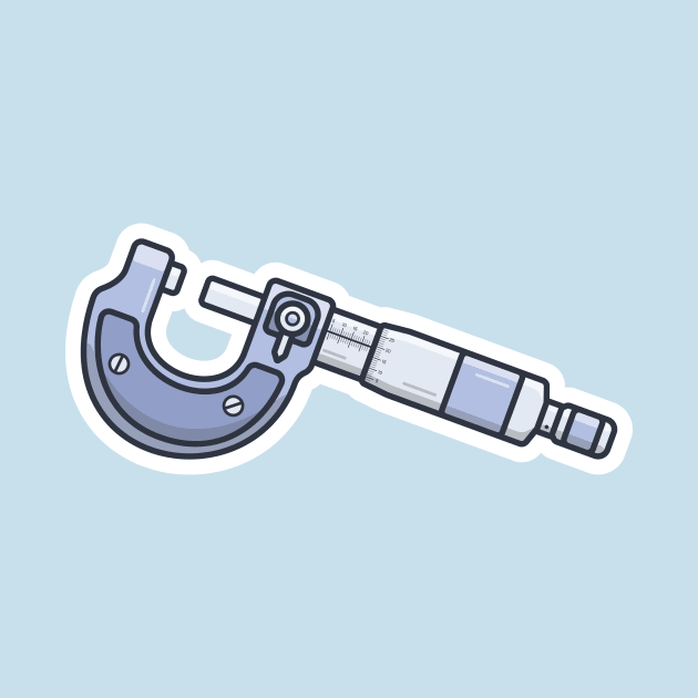 Screw Gauge Micrometer Sticker vector illustration. Engineer and Construction tool object icon concept. Measuring engineer tool sticker design logo icon. by AlviStudio