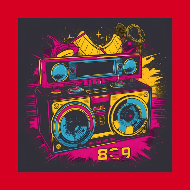 Ghetto Blaster Boom Box 80s Hip-Hop Stereo by Grassroots Green