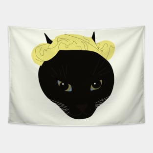 Yellow Scrunchy Cat Tapestry