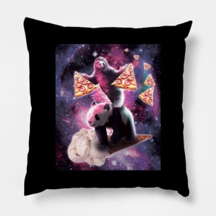 Space Sloth With Pizza On Panda Riding Ice Cream Pillow