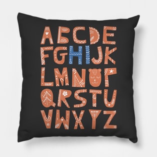 Alphabet says "Hi" (orange and blue) Pillow