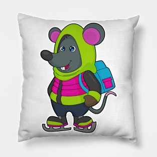 Mouse at Ice skating with Ice skates & Backpack Pillow