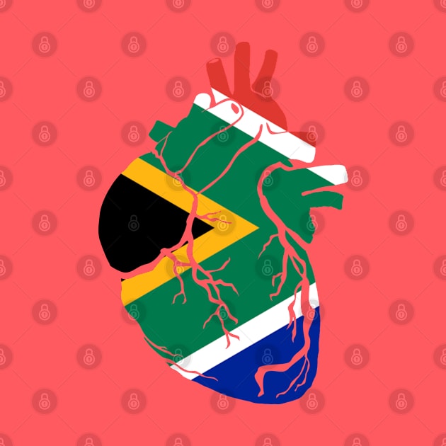 Anatomical heart design, South Africa flag by Bun Art Store