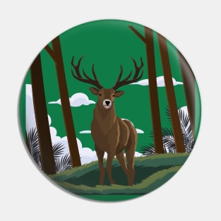 Wildlife Deer Illustration Pin