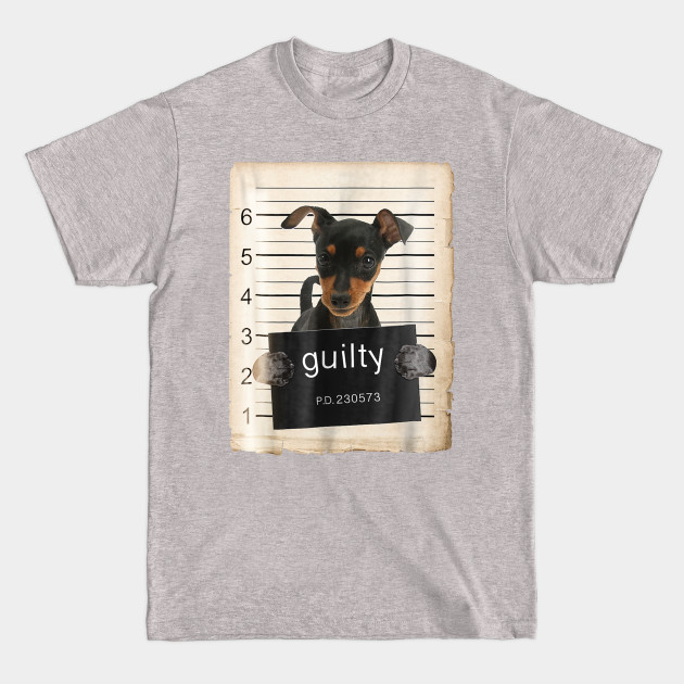 Discover Guilty Doberman Dog Mugshot Prison Crime - Doberman - T-Shirt