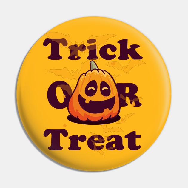 Funny Halloween Gift Trick or treat with scary pumpkin face for men and women Pin by NaniMc