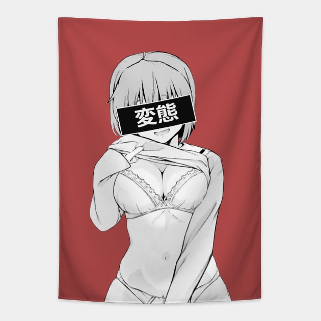 Waifu material Lewd Ecchi Pervert Hentai Anime Girl Tapestry by Dokey4Artist