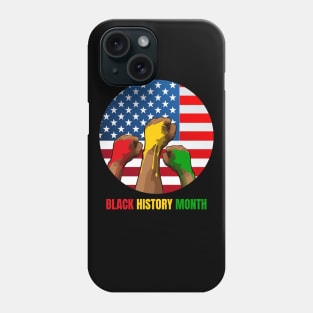 black history month american flag and fist Phone Case