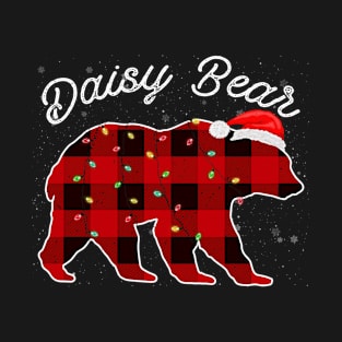 Daisy Bear Santa Christmas Pajama Red Plaid Buffalo Family Funny T-Shirt