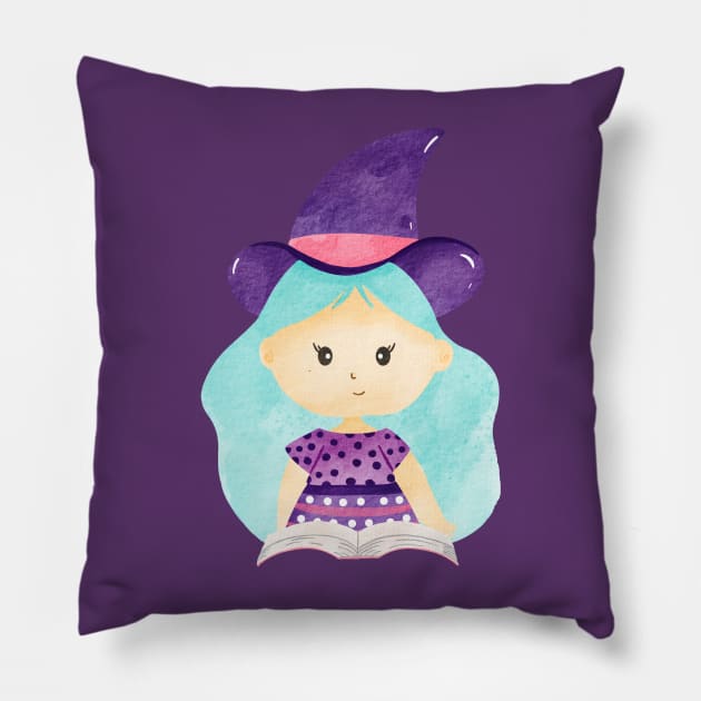 Cute Halloween Witch Pillow by MutchiDesign