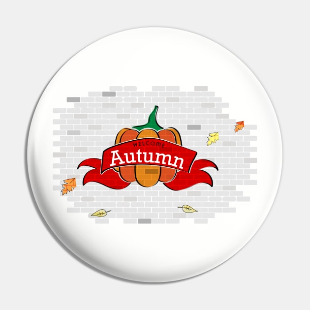 Welcome Autumn Pin by HarlinDesign