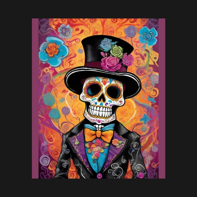 Dapper Sugar Skull Skeleton: Day of the Dead Elegance by ImaginativeInkPOD