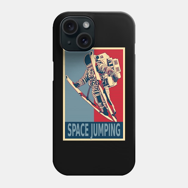 Astronaut Ski Jumping In Space HOPE Phone Case by DesignArchitect