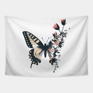 Butterfly metamorphosis into flower Tapestry