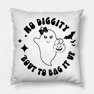 No Diggity Bout To Bag It Up Girl Ghost Girl Halloween Pillow