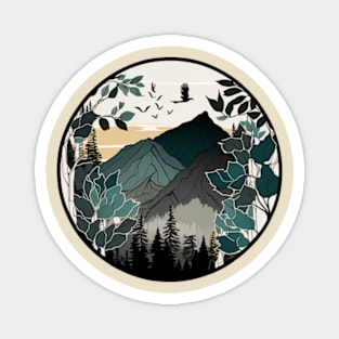 beautiful mountain view, vintage style Magnet