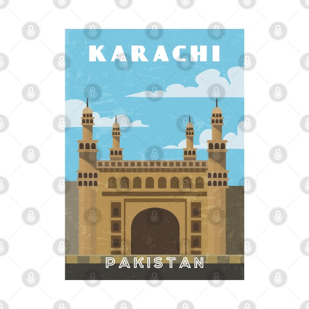 Karachi, Pakistan.Retro travel poster by GreekTavern