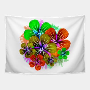 neon flowers rainbow Tapestry